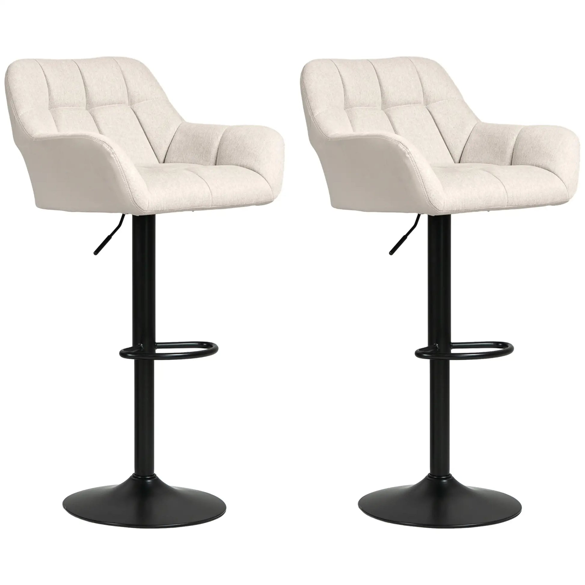 Swivel Barstools Set of 2, Adjustable Height, PU Leather, Cream White Bar Stools Cream at Gallery Canada