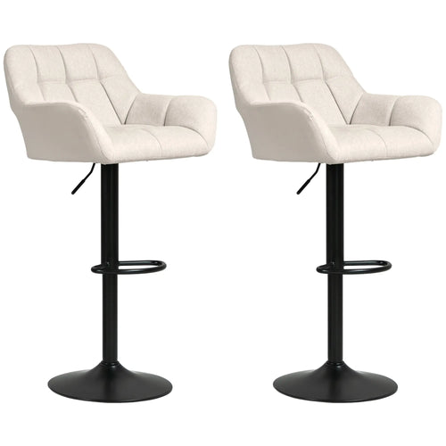 Swivel Barstools Set of 2, Adjustable Height, PU Leather, Cream White