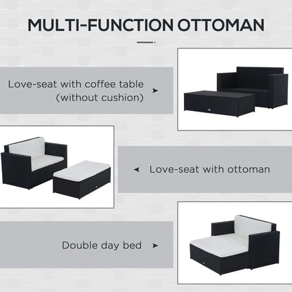 2-Piece Wicker Patio Set, Double Ottoman, PE Rattan, Cream White Patio Furniture Sets at Gallery Canada