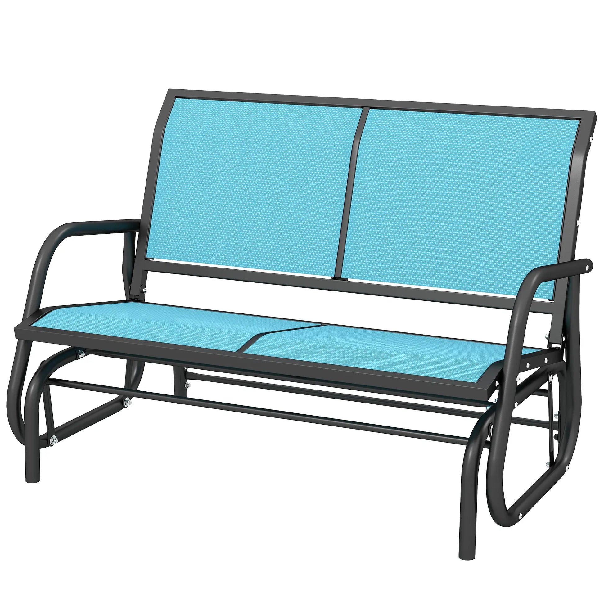 Outdoor Steel Glider Bench, Sling Fabric Swing Chair, Blue Outdoor Gliders at Gallery Canada
