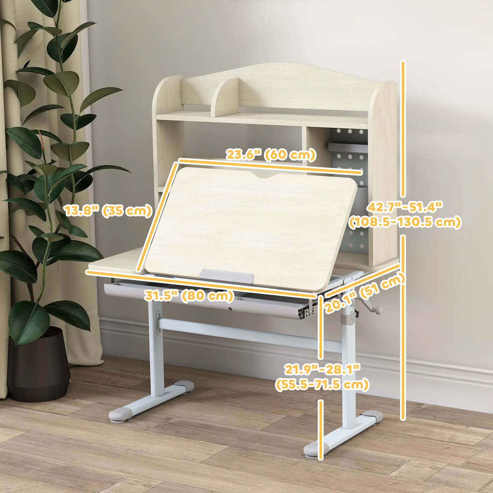 Kids Desk, Height Adjustable, Tilted Desktop, Storage, Drawer, Pegboard, 3-12 Years Kids Desk Sets at Gallery Canada