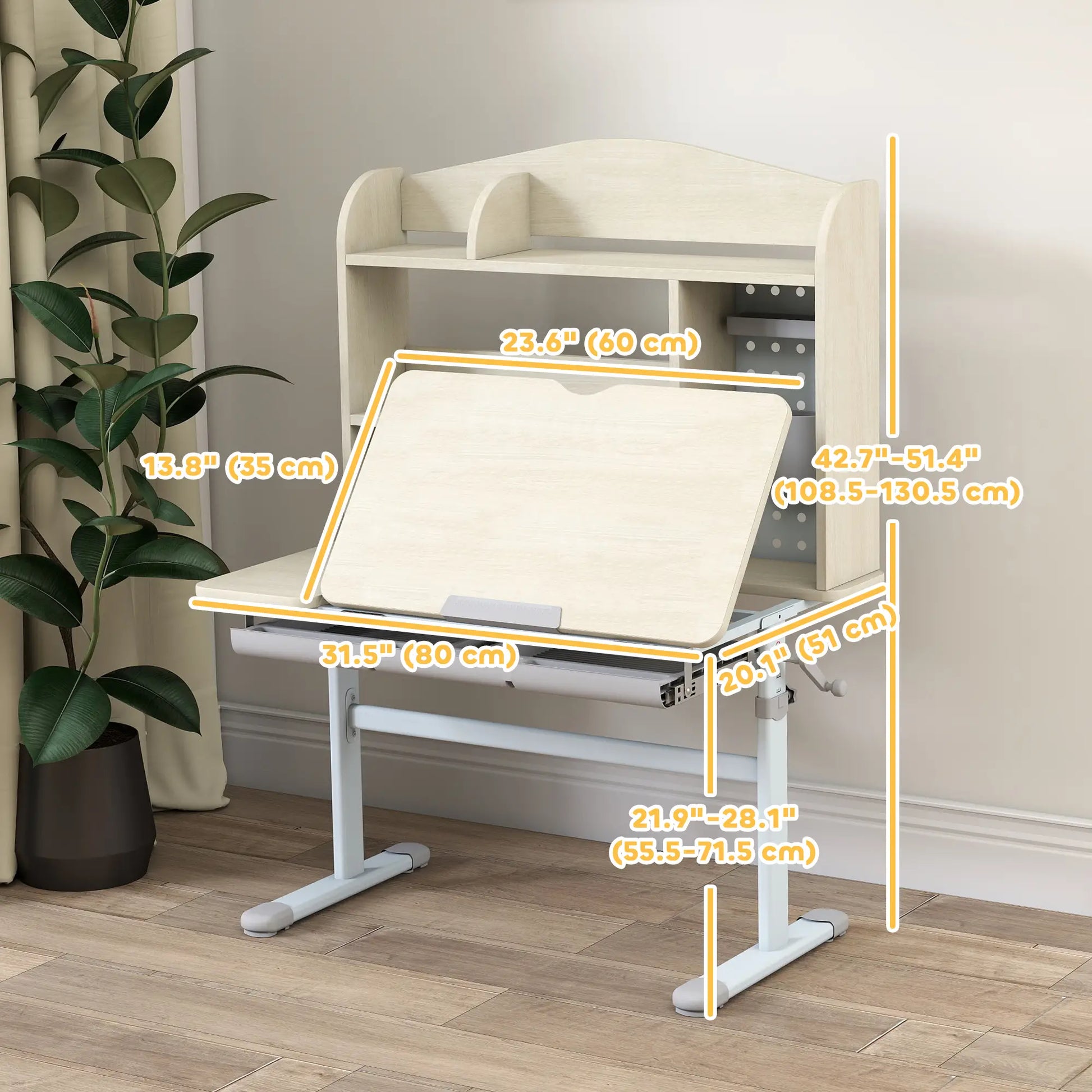 Kids Desk, Height Adjustable, Tilted Desktop, Storage, Drawer, Pegboard, 3-12 Years Kids Desk Sets at Gallery Canada