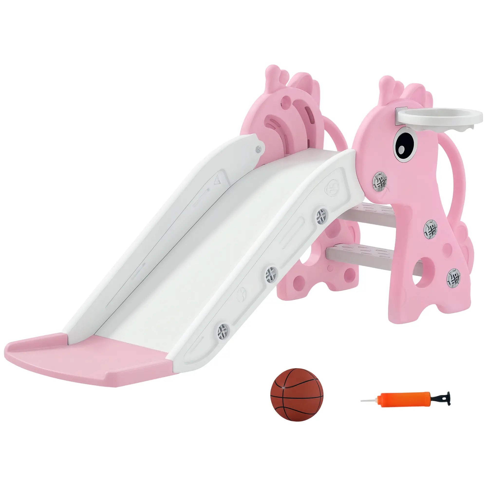 3 in 1 Toddler Slide, Climber, Basketball Hoop, Giraffe Design, Pink Gym Sets & Swings at Gallery Canada