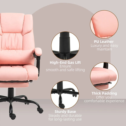 6-Point Vibration Massage Chair, Adjustable Height, Retractable Footrest, Pink Massage Chairs at Gallery Canada