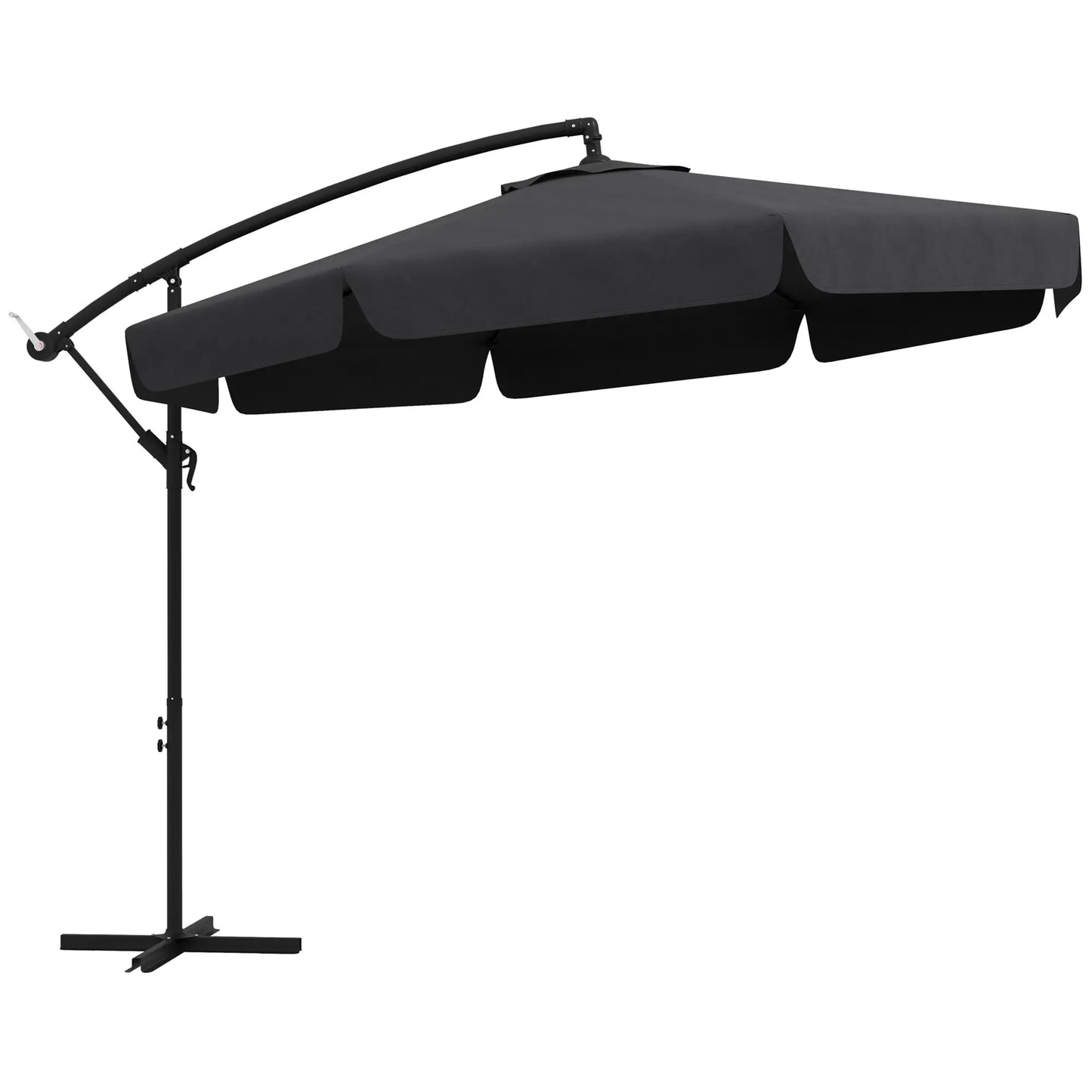 11 FT Cantilever Patio Umbrella, Cross Base, 8 Ribs, Black Offset Cantilever Umbrellas Black at Gallery Canada