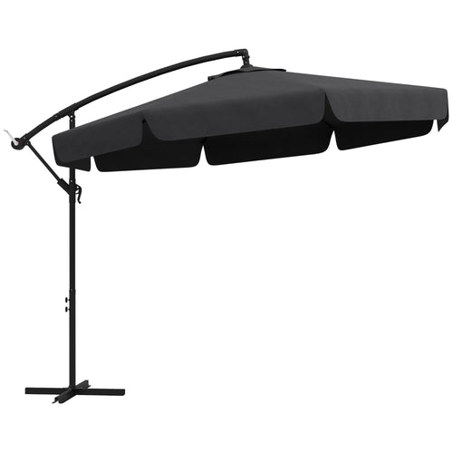 11 FT Cantilever Patio Umbrella, Cross Base, 8 Ribs, Black