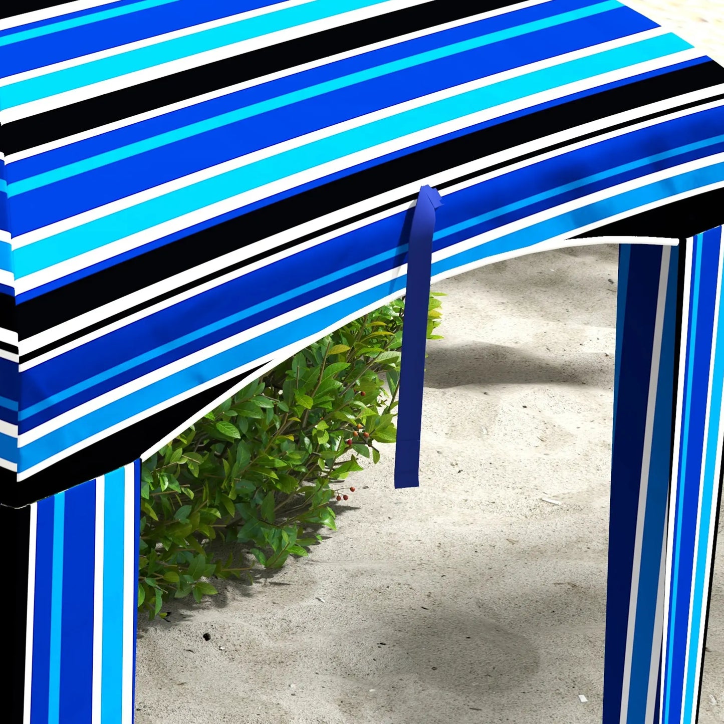 70.1" L x 70.1" W Cabana Umbrella, With Walls, Vents, Carry Bag, Blue Stripe