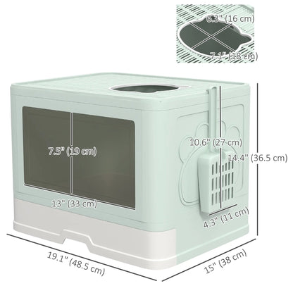 Cat Litter Box, Front Enter Top Exit, Pull Out Tray, Scoop, Green Cat Litter Box Enclosures at Gallery Canada