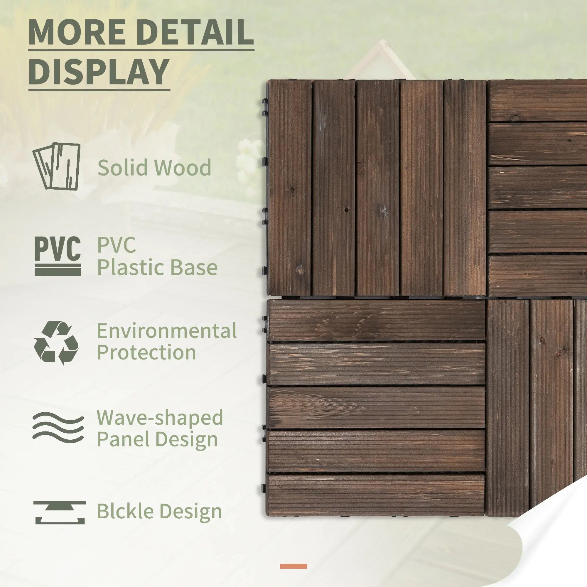 27 Pcs Wood Interlocking Deck Tiles, 12 x 12in, Black Deck Tiles at Gallery Canada