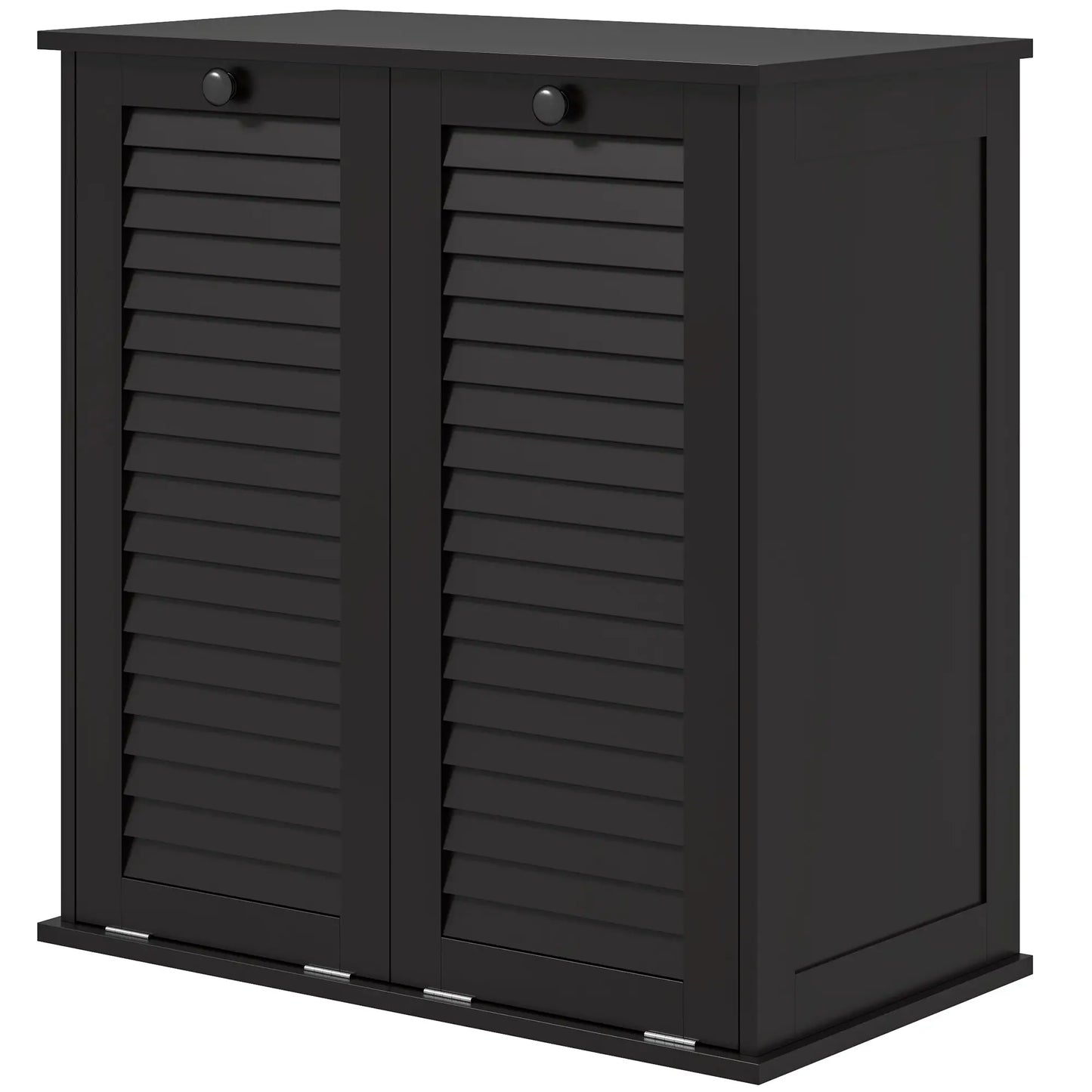 Tilt Out Laundry Cabinet, 2 Baskets, 2 Louvered Doors, Black Bathroom Cabinets Black at Gallery Canada