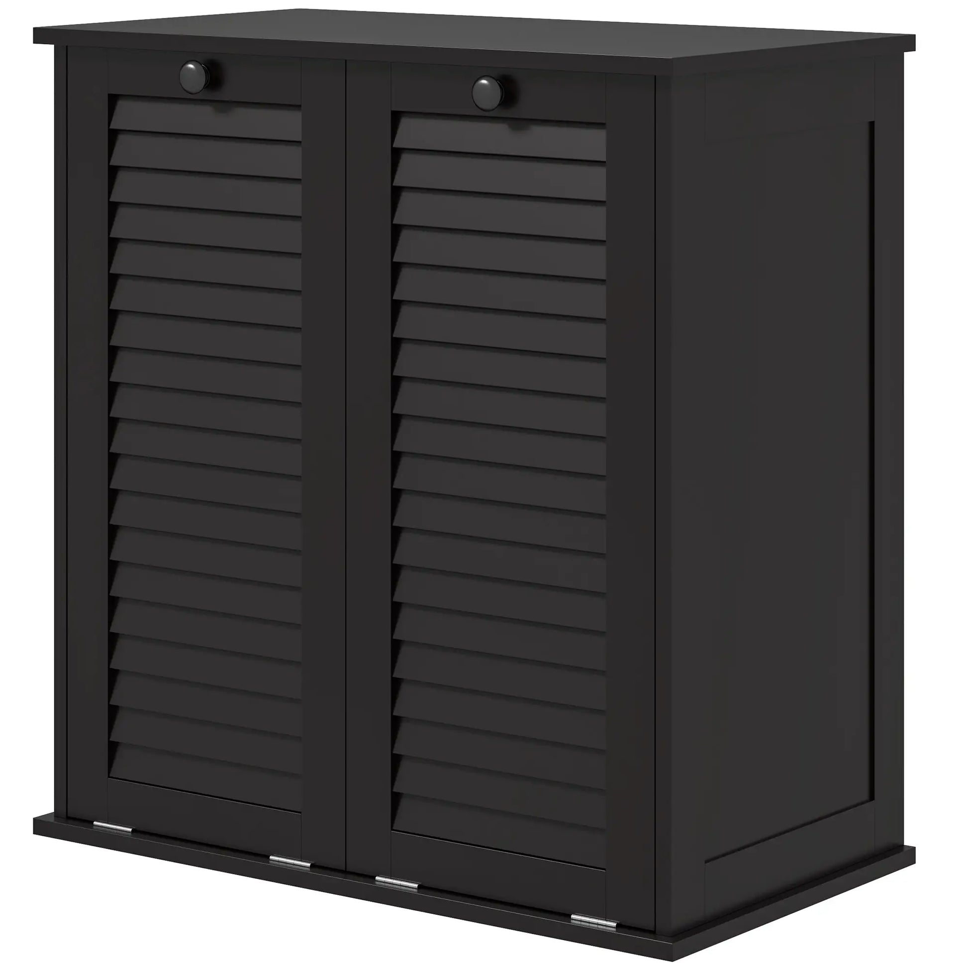 Tilt Out Laundry Cabinet, 2 Baskets, 2 Louvered Doors, Black Bathroom Cabinets Black at Gallery Canada