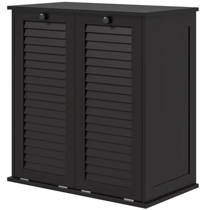 Tilt Out Laundry Cabinet, 2 Baskets, 2 Louvered Doors, Black Bathroom Cabinets Black at Gallery Canada