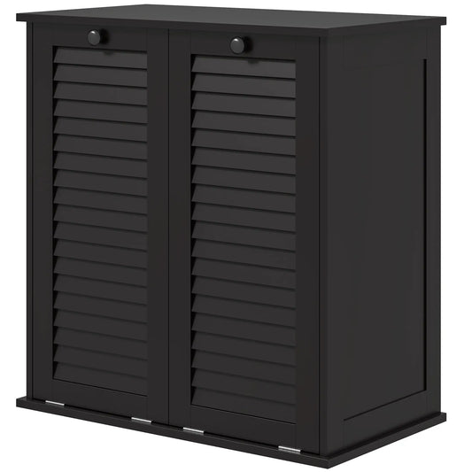 Tilt Out Laundry Cabinet, 2 Baskets, 2 Louvered Doors, Black Bathroom Cabinets Black at Gallery Canada