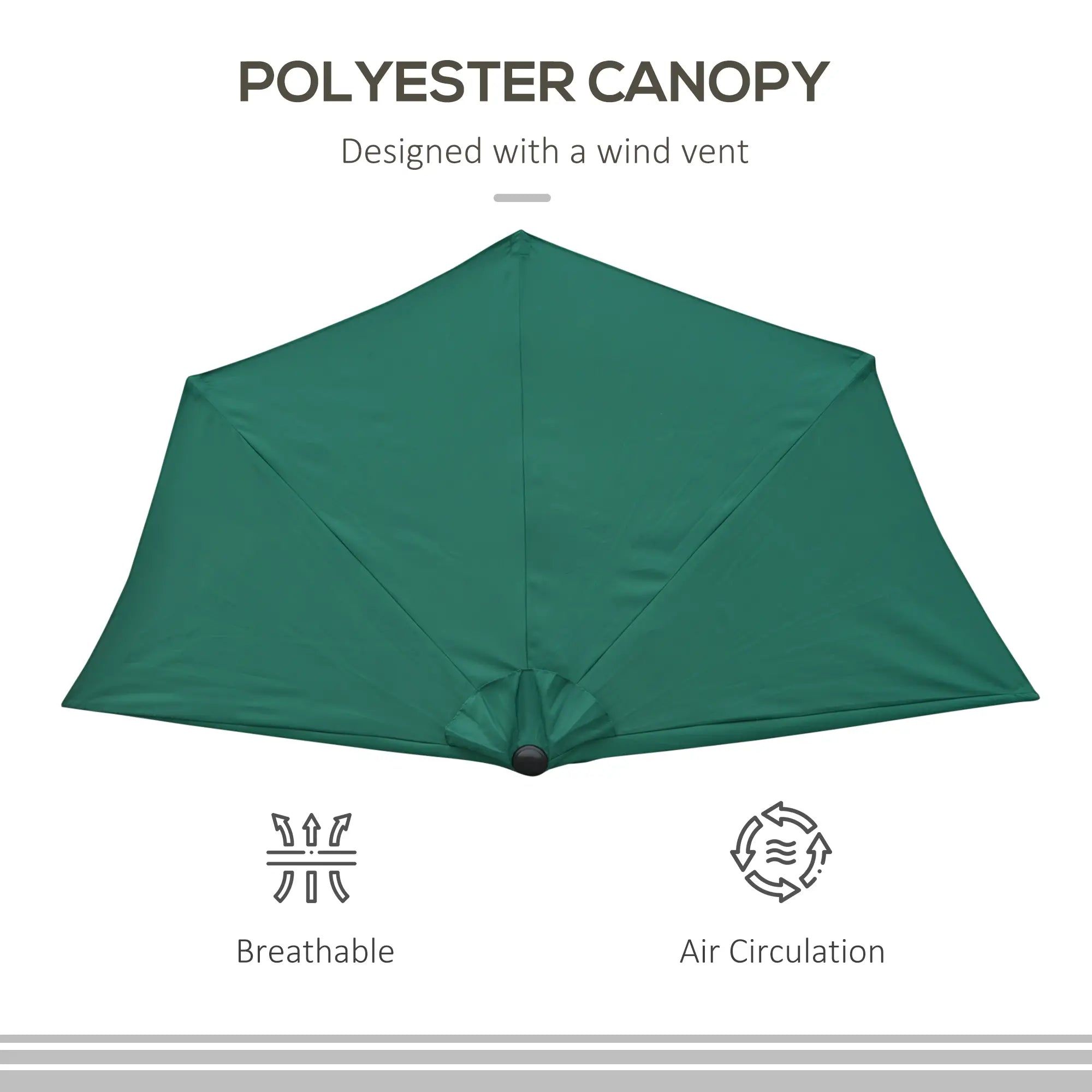 9ft Half Round Umbrella, 5 Ribs, Patio Garden Sun Shade, Dark Green Sun Umbrellas at Gallery Canada
