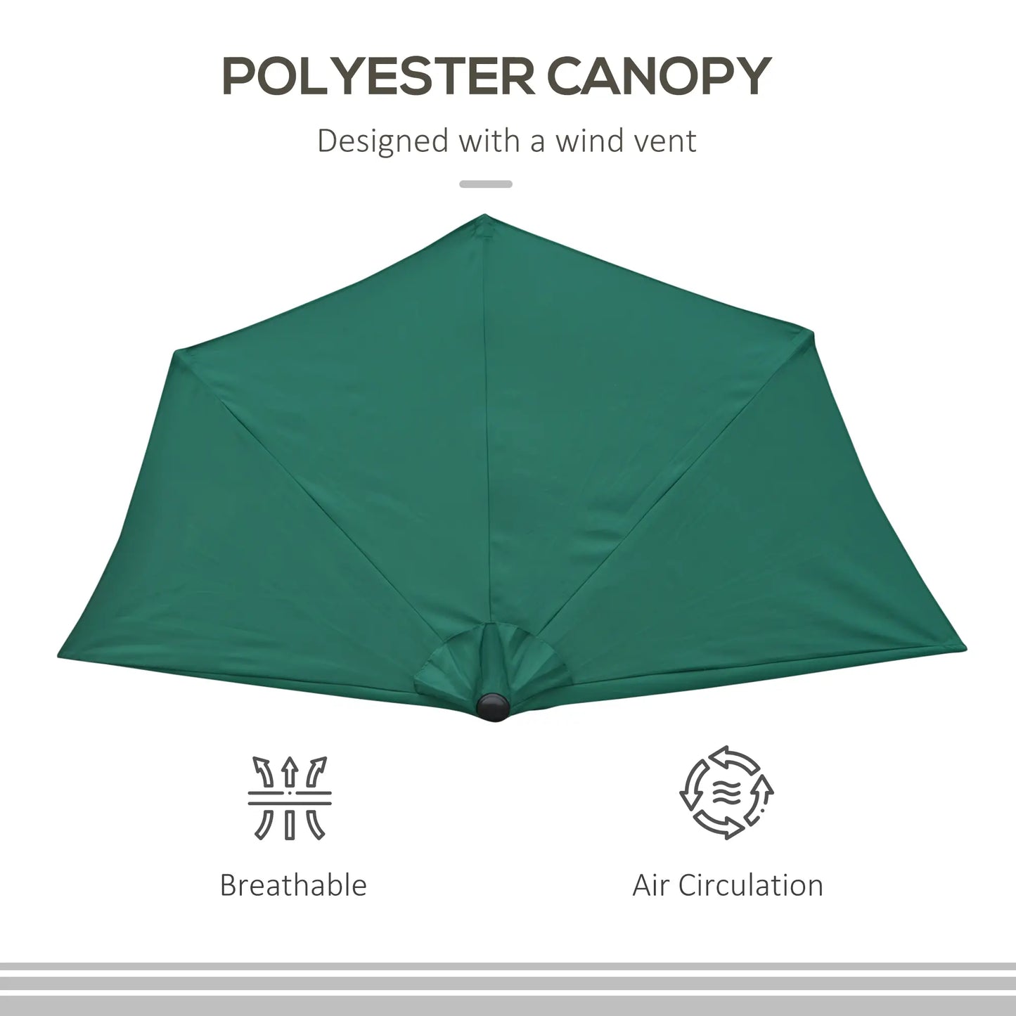 9ft Half Round Umbrella, 5 Ribs, Patio Garden Sun Shade, Dark Green Sun Umbrellas at Gallery Canada