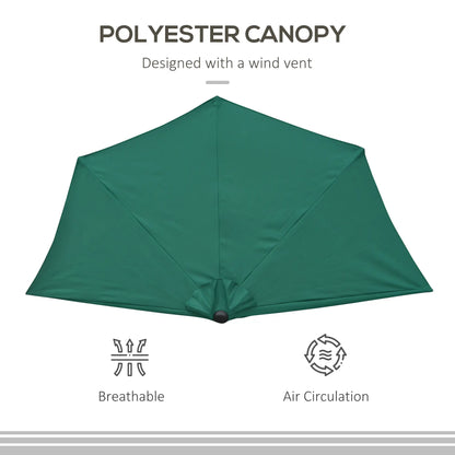 9ft Half Round Umbrella, 5 Ribs, Patio Garden Sun Shade, Dark Green Sun Umbrellas at Gallery Canada