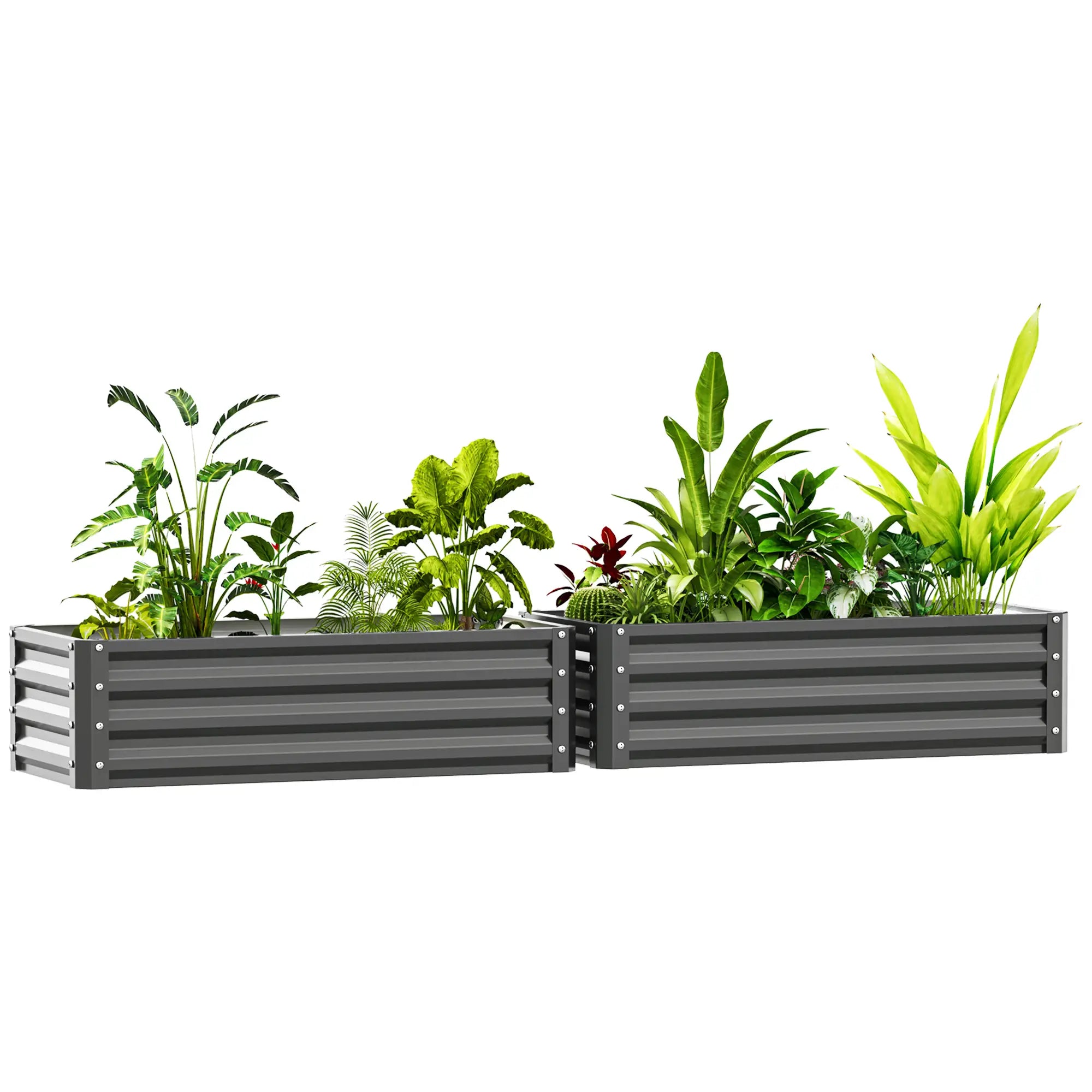 Galvanized Raised Garden Beds, Outdoor Planter Box, Set of 2, Light Grey Raised Garden Beds at Gallery Canada