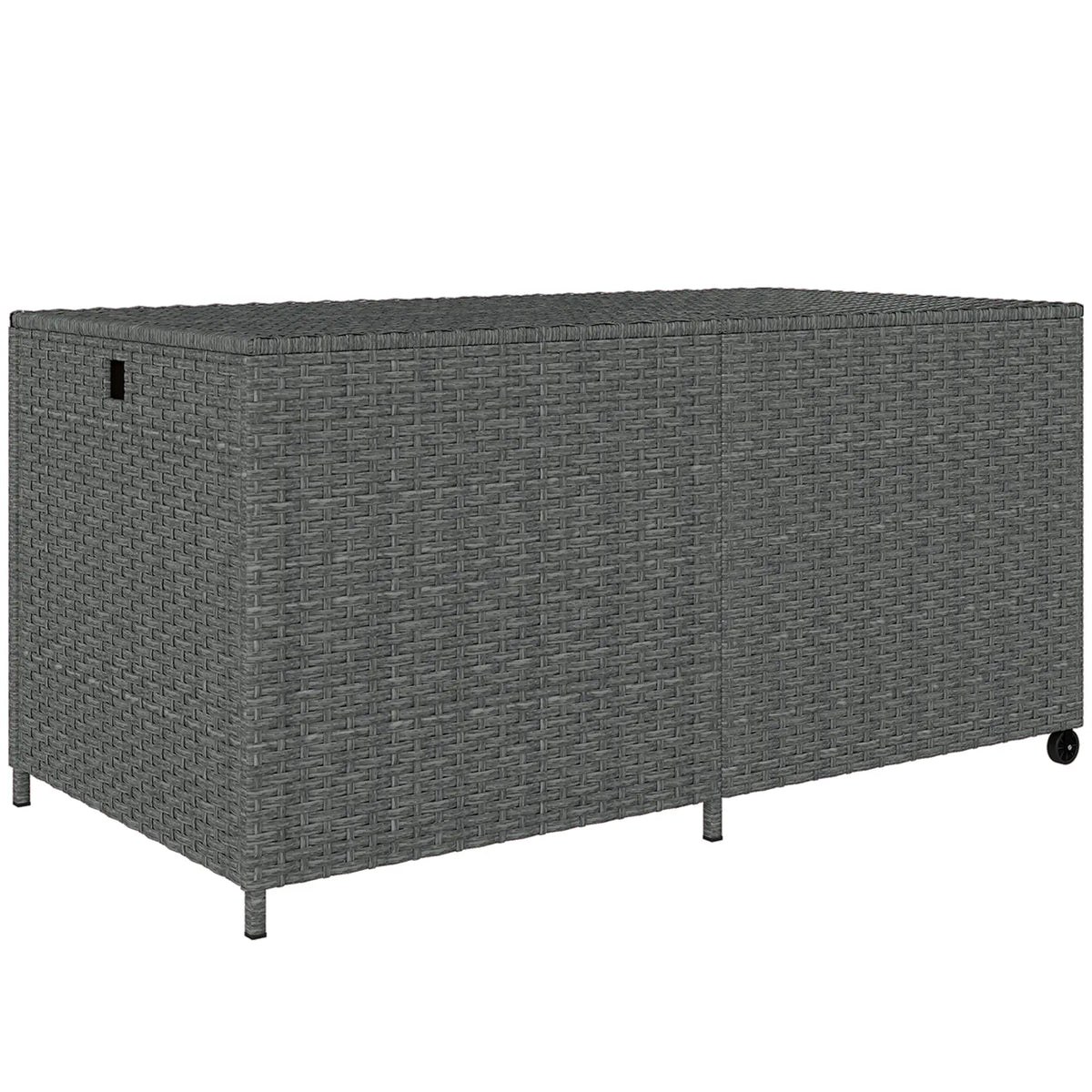 162 Gallon Rattan Deck Box With Wheels, Waterproof Zippered Liner, Pneumatic Rod Patio Storage Boxes at Gallery Canada
