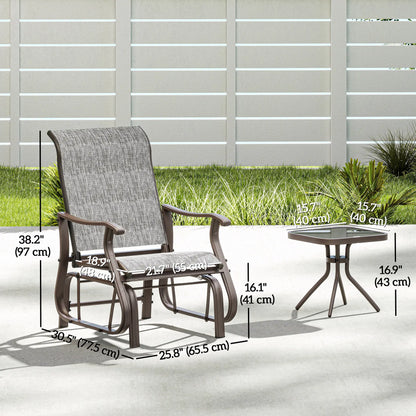 Ensemble de table à thé bistro et fauteuil à bascule glissant 3 pièces, gris