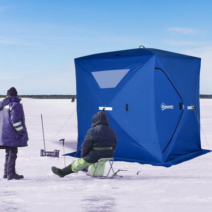 2-4 Person Pop-Up Ice Fishing Tent, Windproof Windows, Carrying Bag, Blue Ice Fishing Tents at Gallery Canada