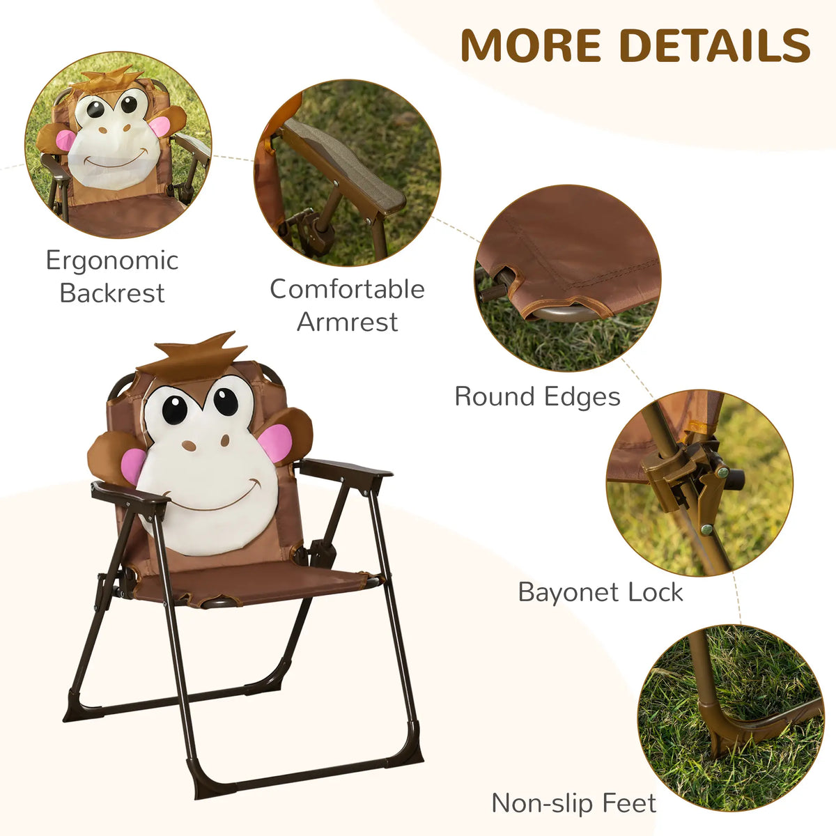Kids Folding Picnic Table Chair Set with Adjustable Umbrella, Brown Kids Outdoor Furniture at Gallery Canada