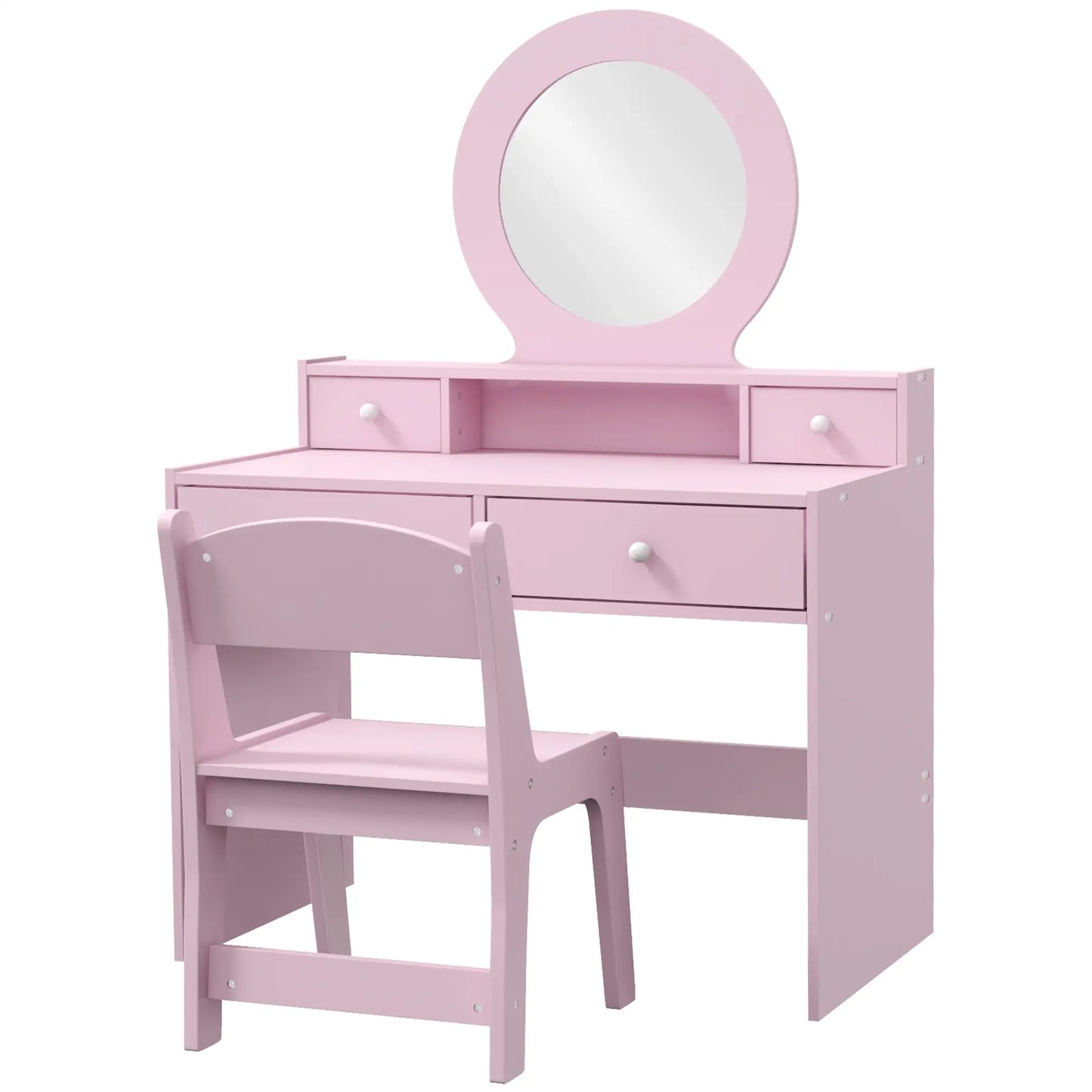 Kids Vanity Set, Makeup Table with Mirror, Stool, Drawers, Ages 3-8, Pink Toy Vanity Pink at Gallery Canada