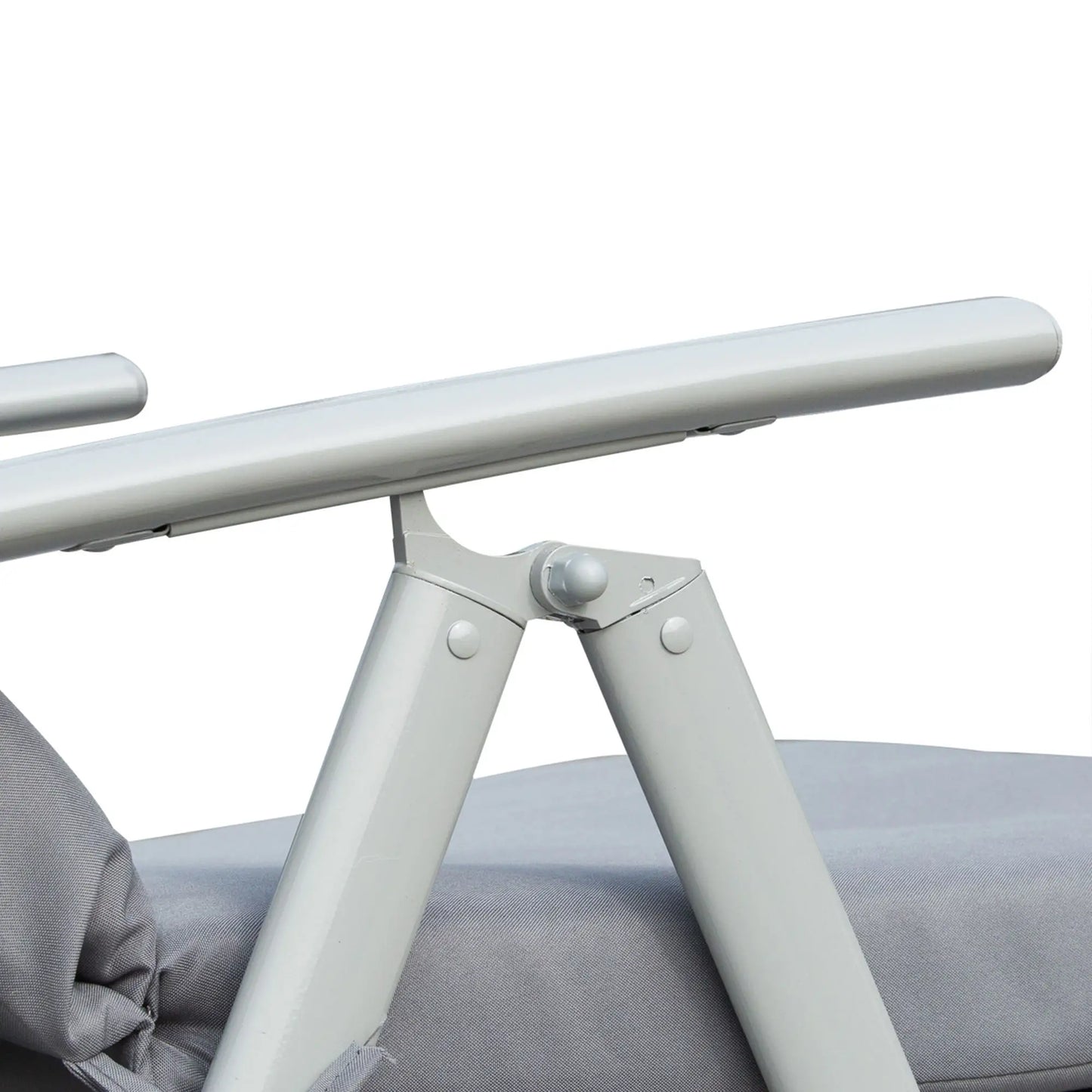Outdoor Folding Chaise Lounge, Adjustable Backrest, Cushion, Headrest, Grey Lounger Chairs at Gallery Canada