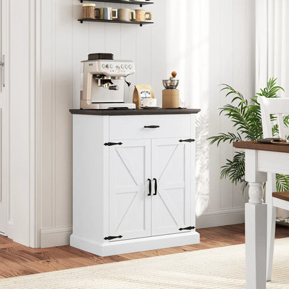 30" Buffet Cabinet, Farmhouse Sideboard, 1.2" Thick Top, White Storage Cabinets at Gallery Canada