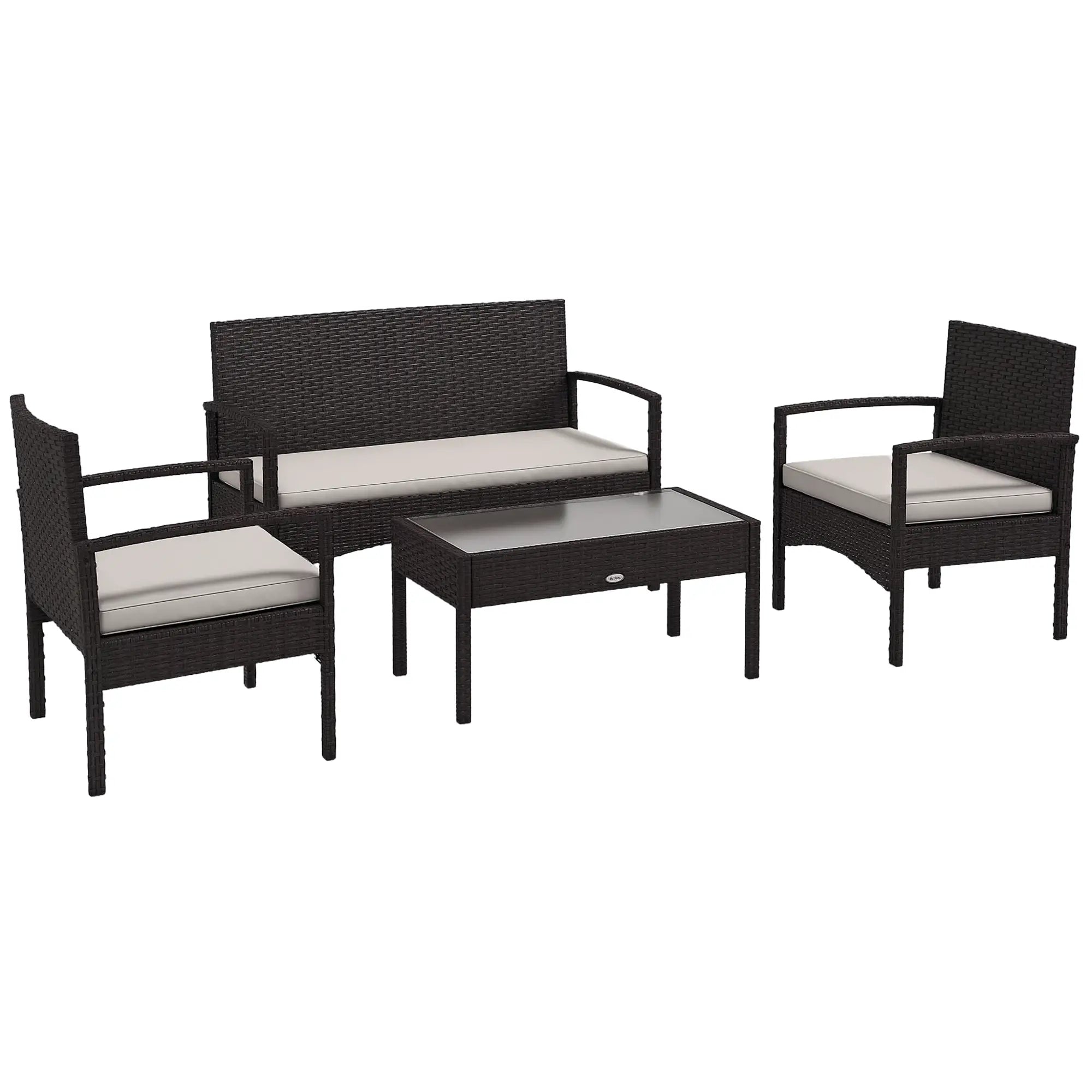 4-Piece Patio Furniture Set, Loveseat, Armchairs, Glass Table, White Patio Furniture Sets at Gallery Canada