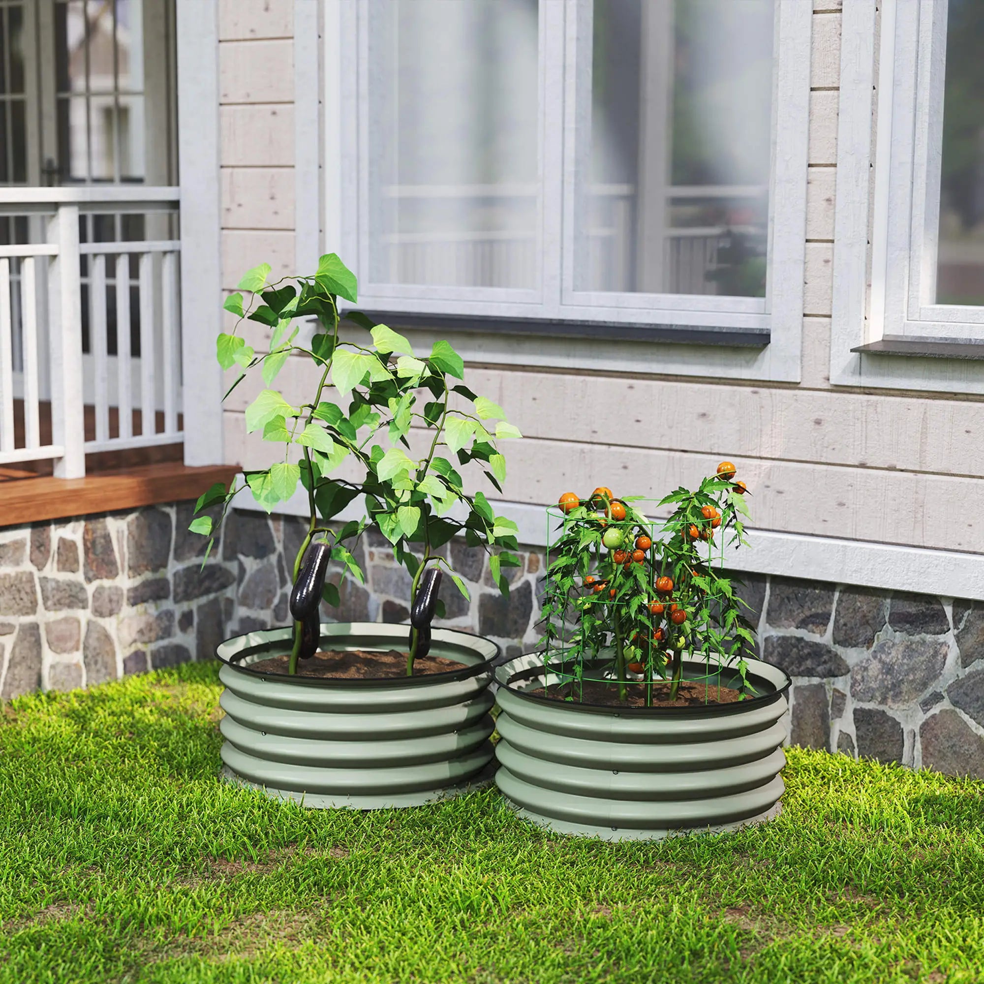 Set of 2 Raised Garden Beds, Metal Planter Box, Easy Assembly, Green Raised Garden Beds at Gallery Canada