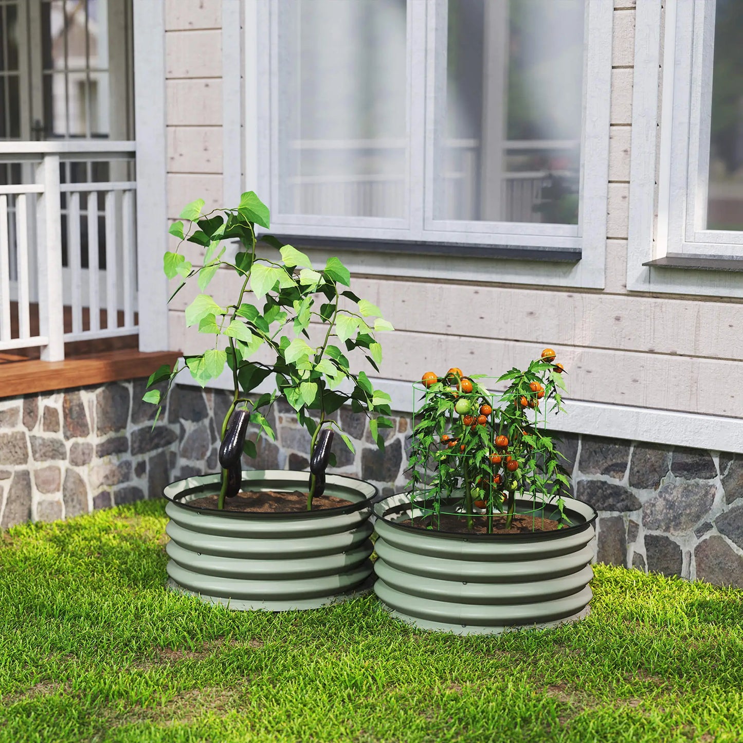 Set of 2 Raised Garden Beds, Metal Planter Box, Easy Assembly, Green Raised Garden Beds at Gallery Canada