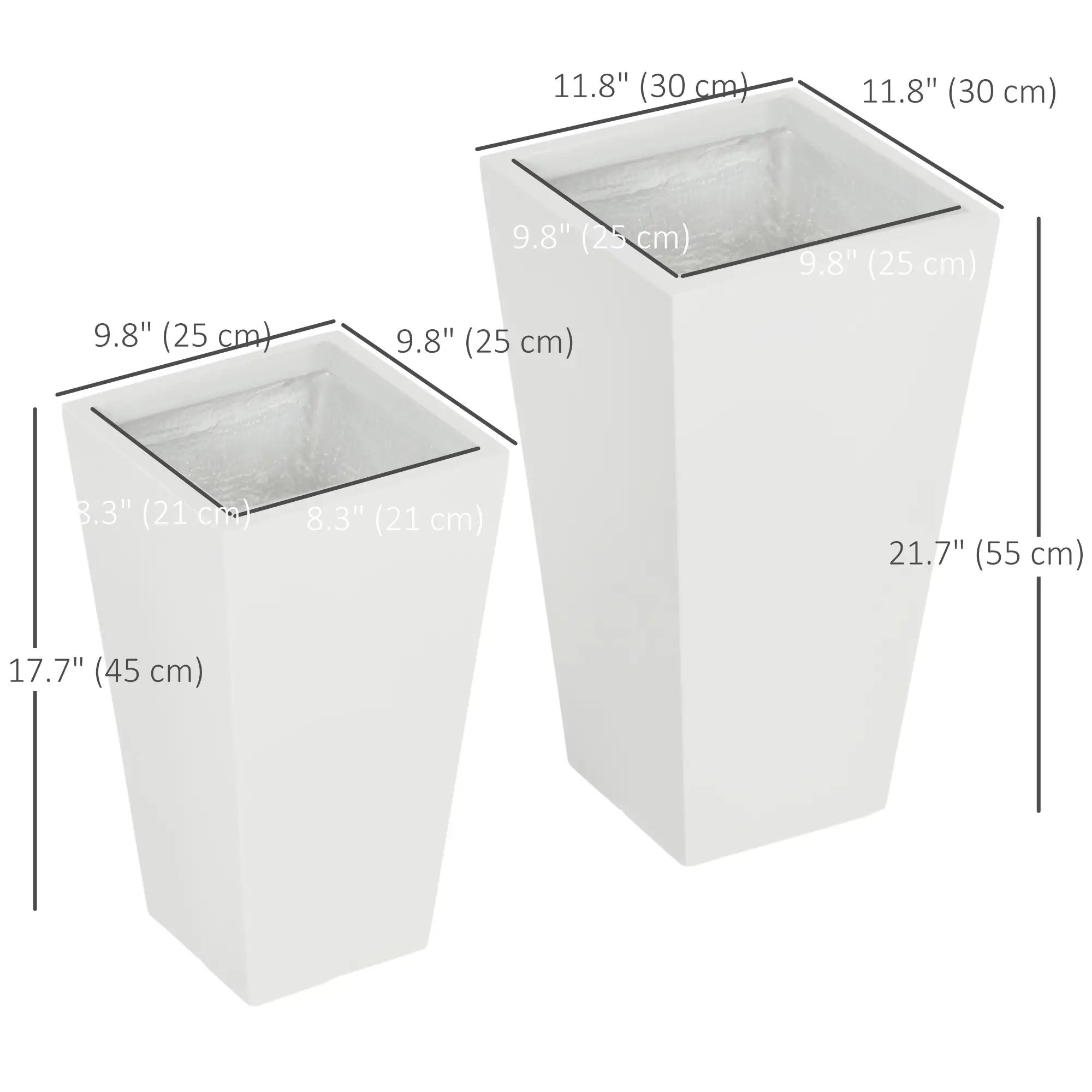 Set of 2 Tall Planters, 22