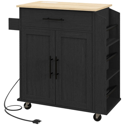 Rolling Island with Wheels for Kitchen, Kitchen Island on Rollers with Power Outlets, Drawer and Doors Kitchen Islands & Kitchen Carts at Gallery Canada