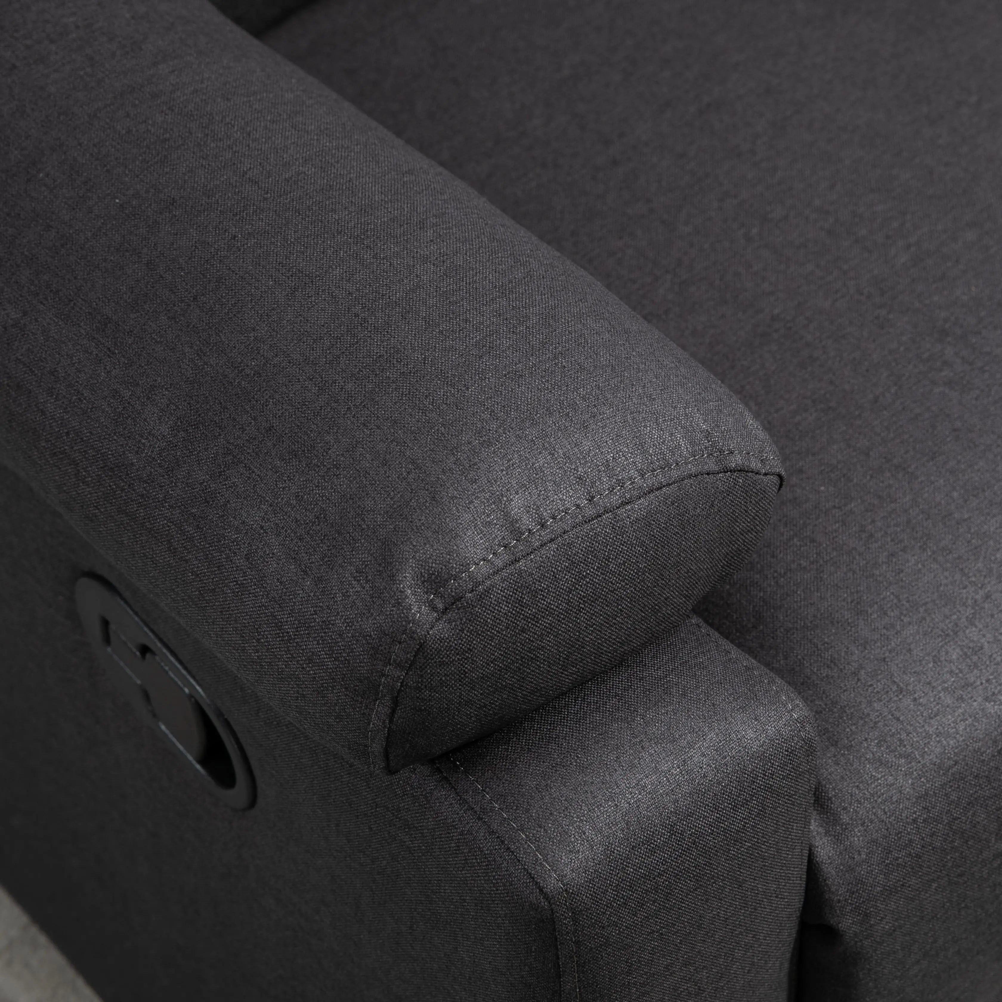 2 Seater Reclining Loveseat, Footrest, Split Backrest, Dark Grey 2-Seater Sofas at Gallery Canada