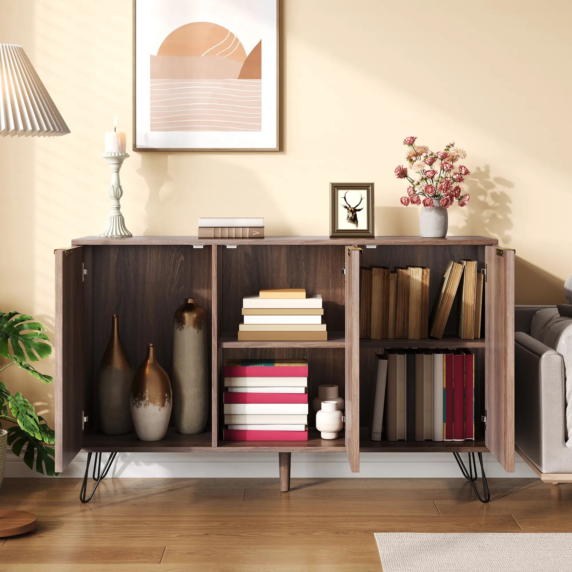 Three-Door Sideboard, Adjustable Shelves, 47