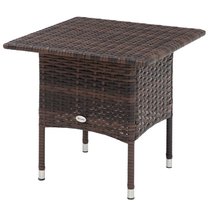 Wicker Patio Coffee Table With Plastic Board, 20", Mixed Brown Patio Side Tables at Gallery Canada