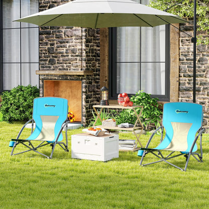 Folding Beach Chairs, Mesh Back, Carry Bag, Cup Holder, 22.8" x 21.7" x 24.4" Picnic Tables & Camping Chairs at Gallery Canada