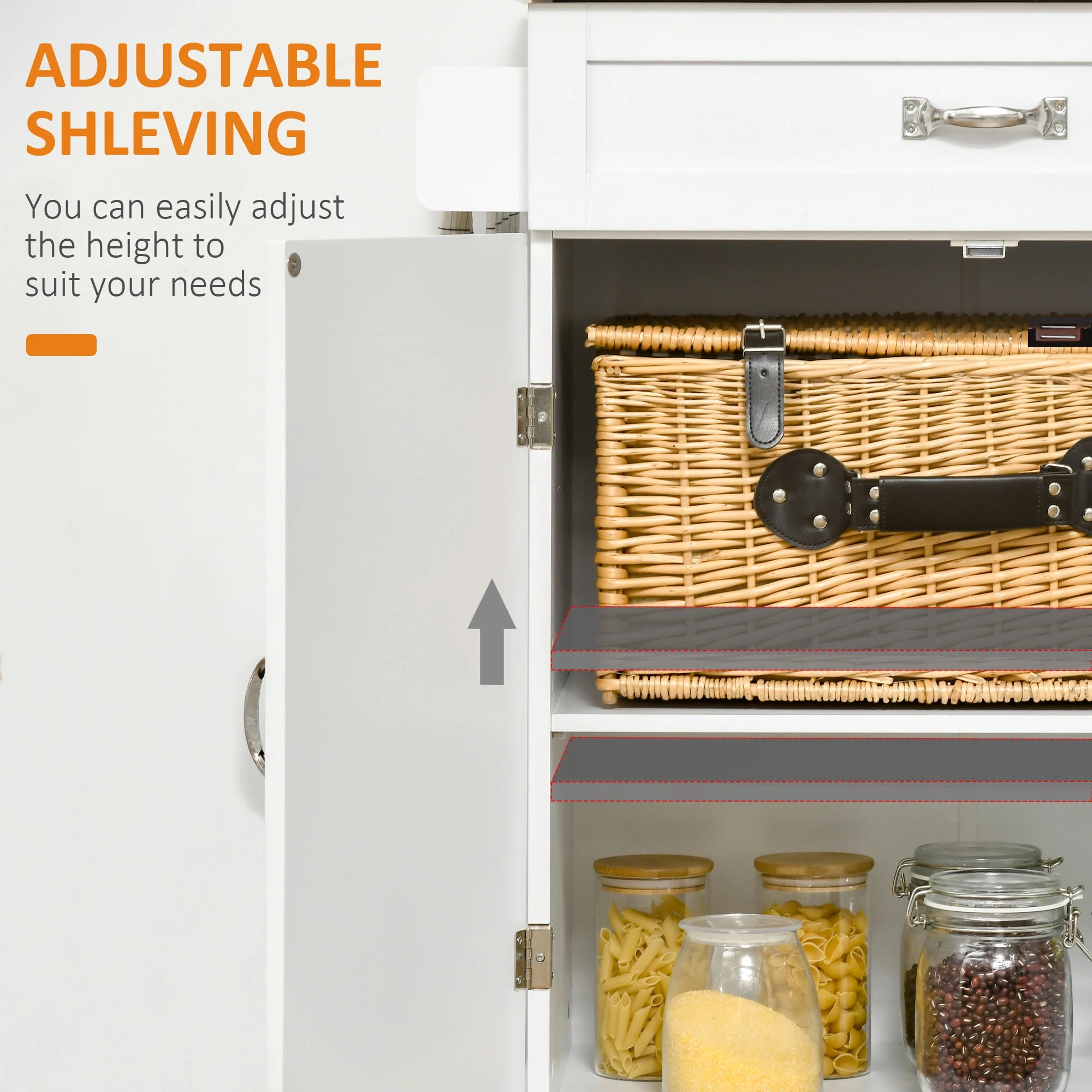 Foldable Kitchen Island with Storage Drawer, Farmhouse Style Rolling Utility Cart, Coffee Bar Cabinet on Wheels with Drop-Leaf Wood Top, White Kitchen Islands & Kitchen Carts at Gallery Canada