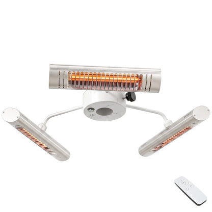 Electric Patio Heater, 3 Heating Panels, Infrared Remote, Silver Electric Tower Heaters at Gallery Canada