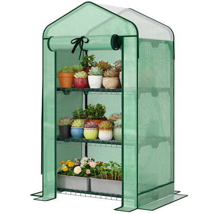 Mini Greenhouse, 27.6" x 19.7" x 50", Screen Roof, Roll-Up Door, Green Portable Greenhouses Green, Dark Green at Gallery Canada