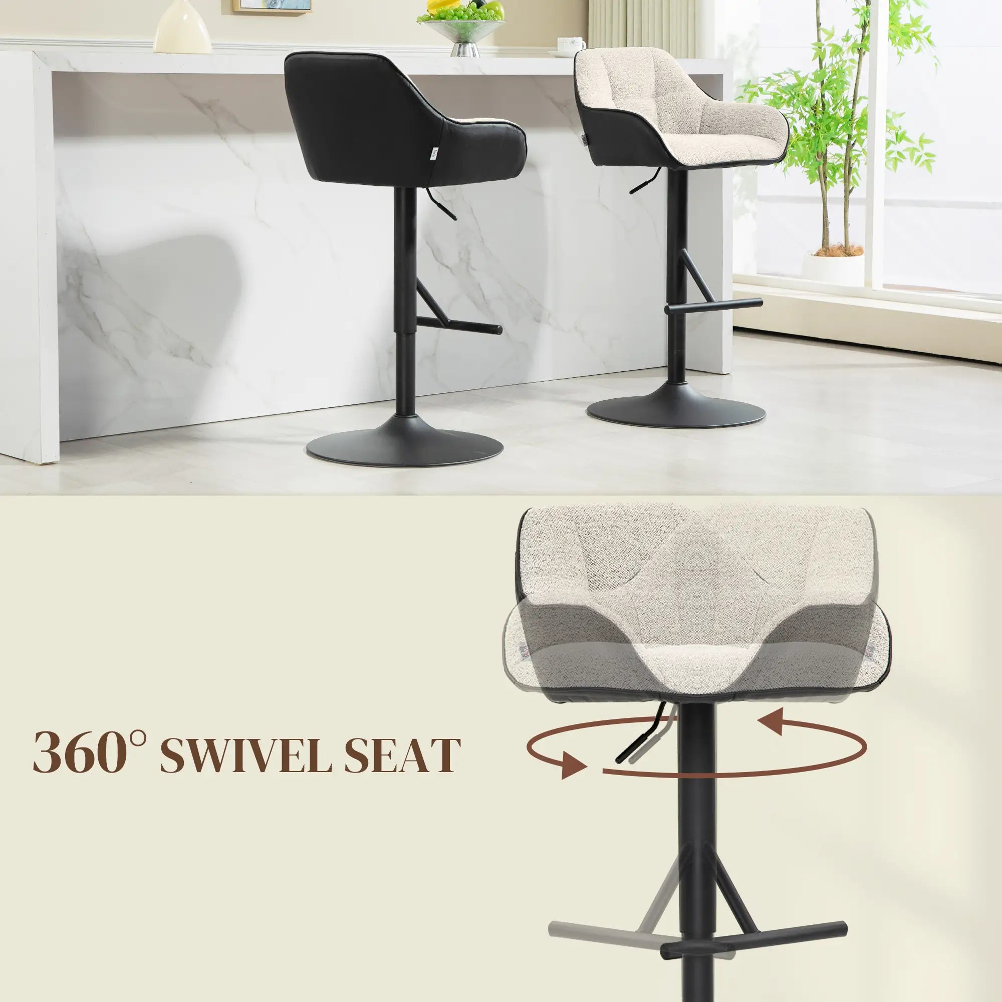 Swivel Counter Height Barstools Set of 2, Adjustable Height, Light Grey Bar Stools at Gallery Canada