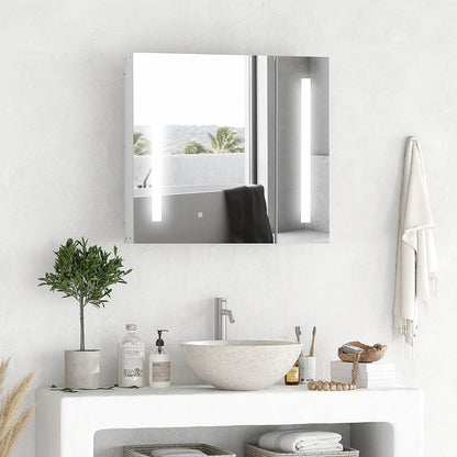 LED Medicine Cabinet with Mirror, 27.5" x 25.5", Adjustable Shelf, USB, White Mirror Medicine Cabinets at Gallery Canada