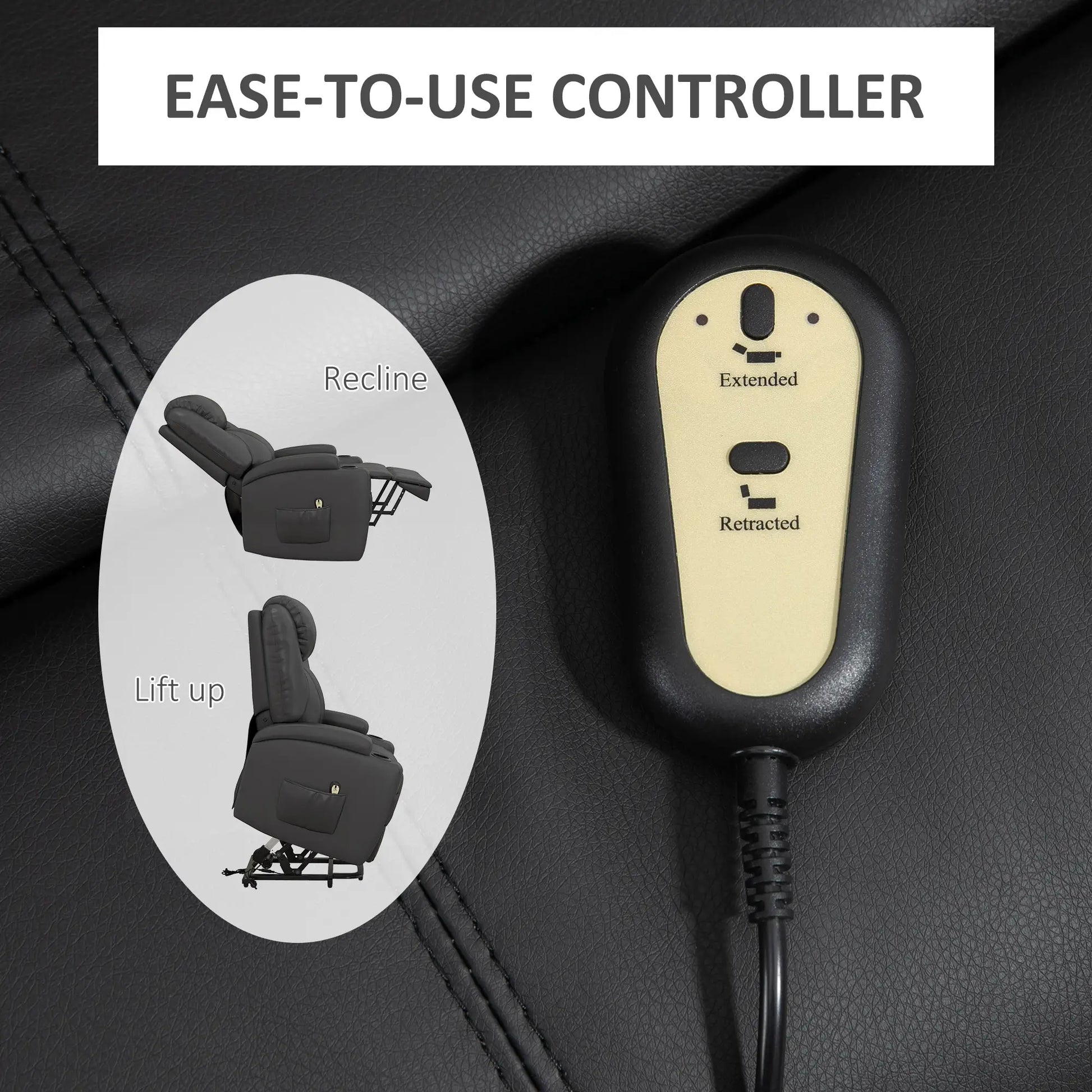 Power Recliner, Electric Lift Chair for Elderly with Footrest, Remote Control, Side Pockets and Cup Holders, Grey Electric Power Lift Chairs at Gallery Canada