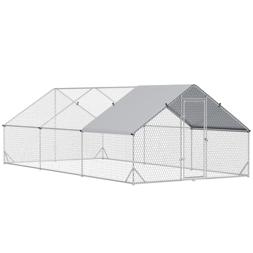 9.8' x 19.7' x 6.6' Chicken Coop, Outdoor Hen House With Cover