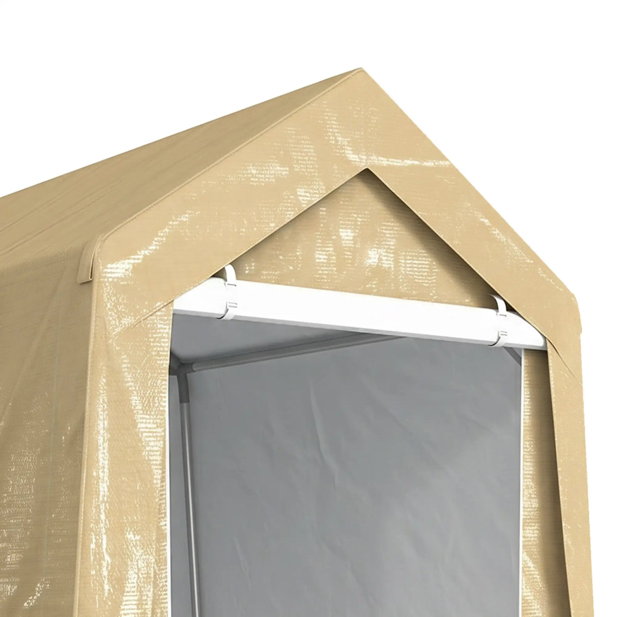 7' x 12' Outdoor Storage Shed, Portable Garage, Roll-up Door, Beige Sheds at Gallery Canada