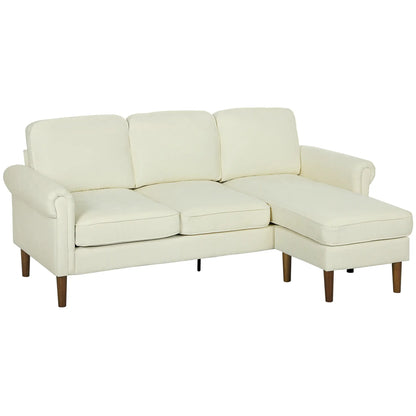 L Shape Sofa, Modern Sectional Couch, Changeable Chaise, Wooden Legs, Cream 3-Seater Sofas at Gallery Canada