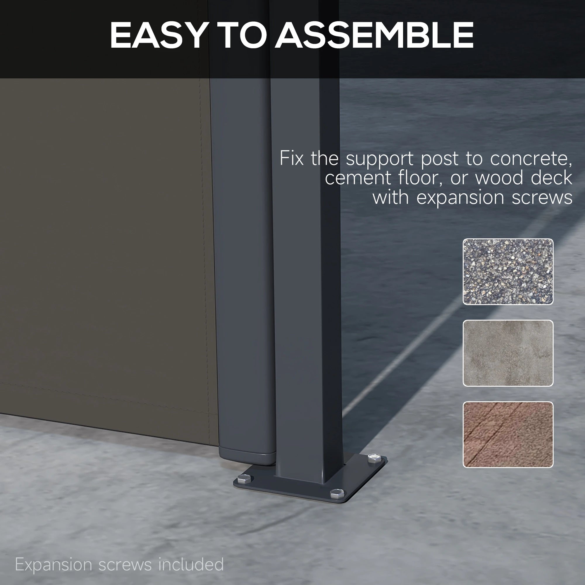 13' x 5' Retractable Side Awning, Outdoor Privacy Screen, Dark Grey Side Awnings at Gallery Canada