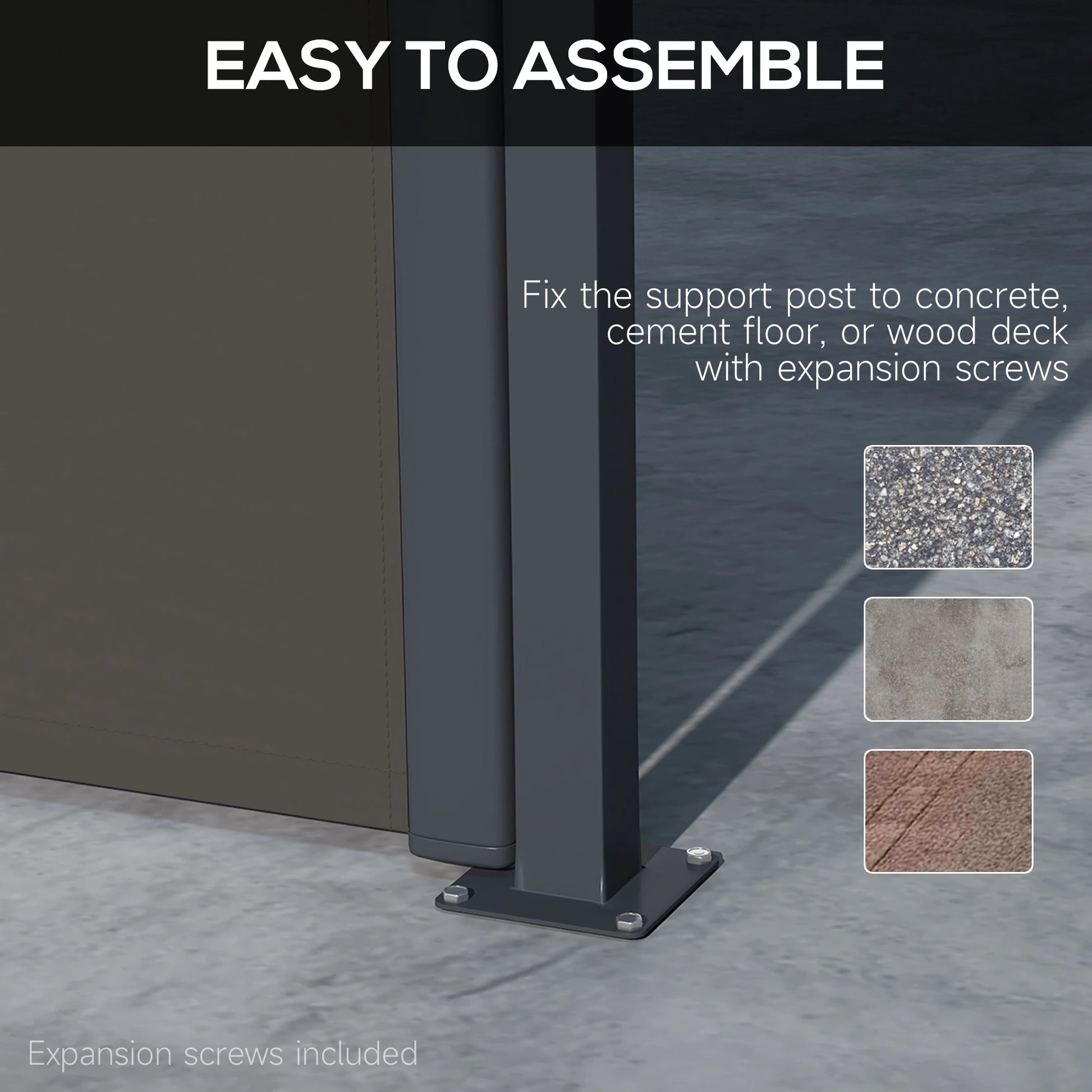 13' x 5' Retractable Side Awning, Outdoor Privacy Screen, Dark Grey Side Awnings at Gallery Canada