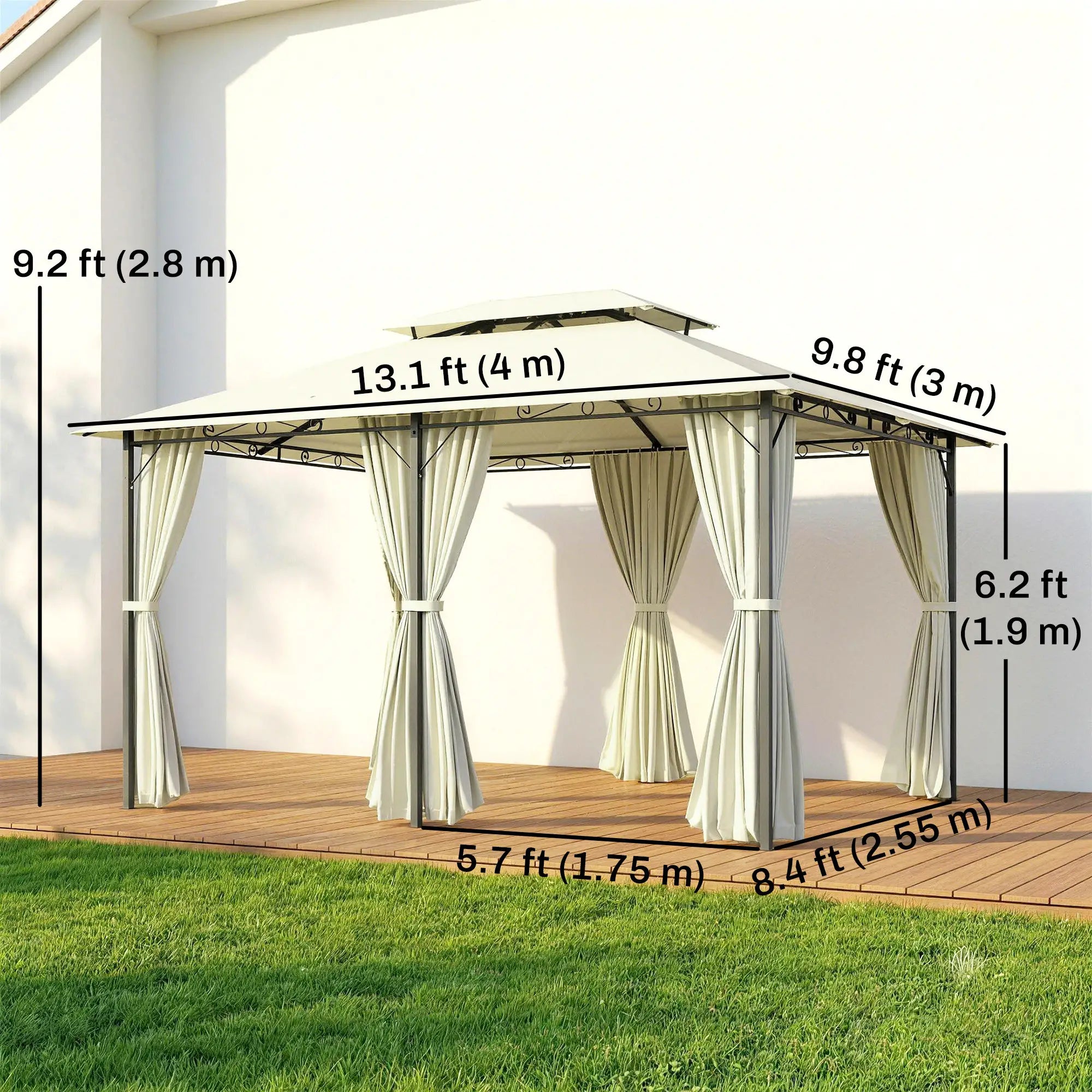 13' X 10' Soft-Top Gazebo With Curtains, Cream White Gazebos at Gallery Canada