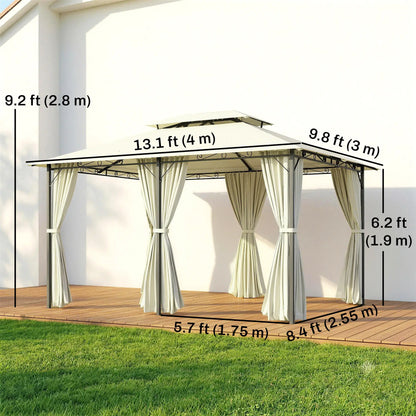 13' X 10' Soft-Top Gazebo With Curtains, Cream White Gazebos at Gallery Canada